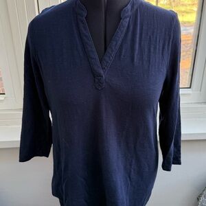 Chico's Navy Blue V-Neck Cotton Blend Tunic Size L